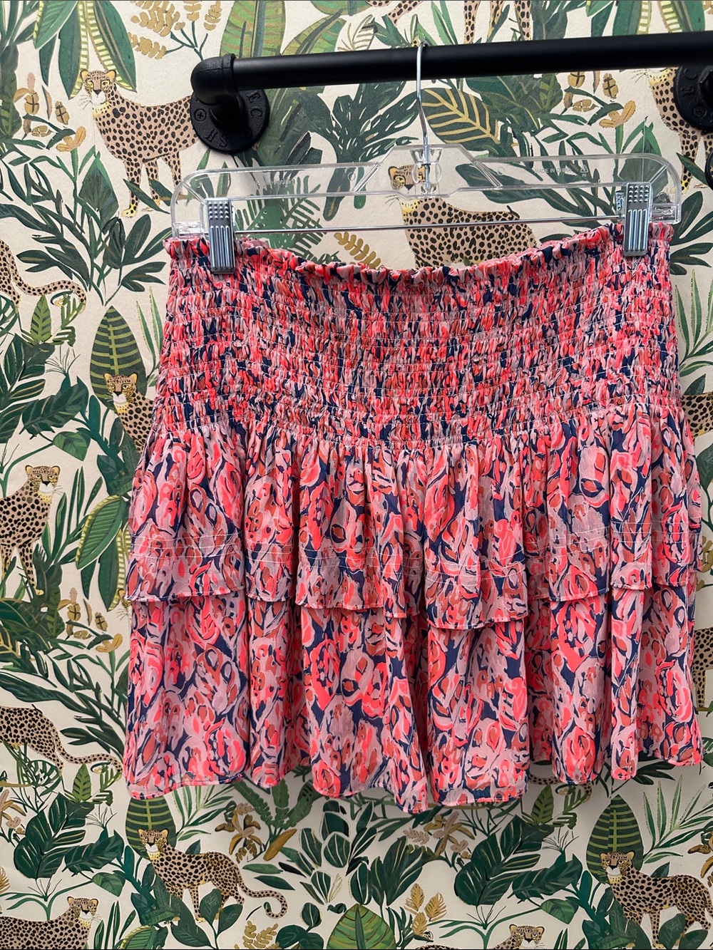 Ramy Brook Women’s Pink Floral Ruffle Mini Skirt L